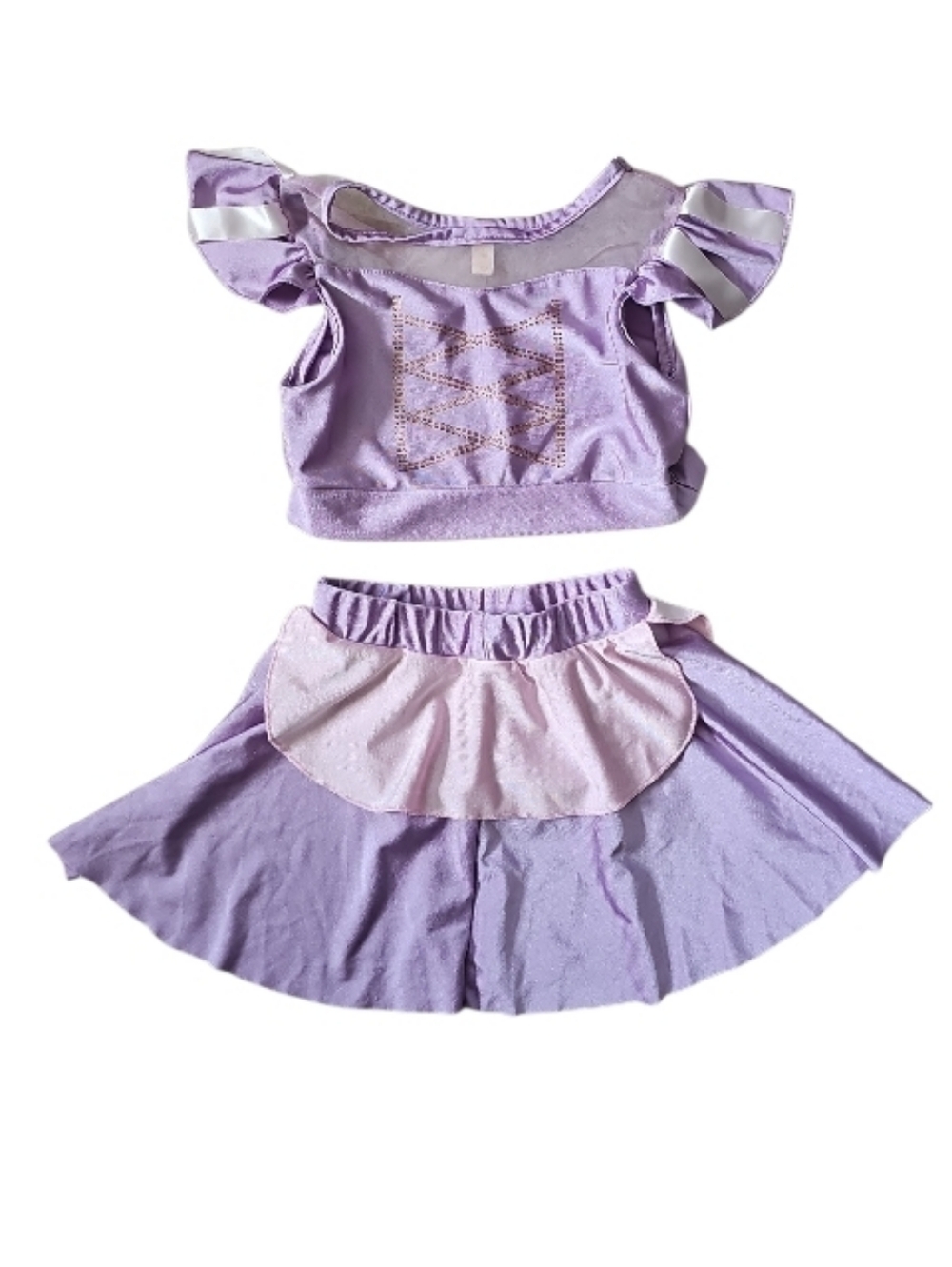 Rapunzel Princess 2PC Swimsuit Girls 4T Purple Ruffle Skirt Set Disney Vacation